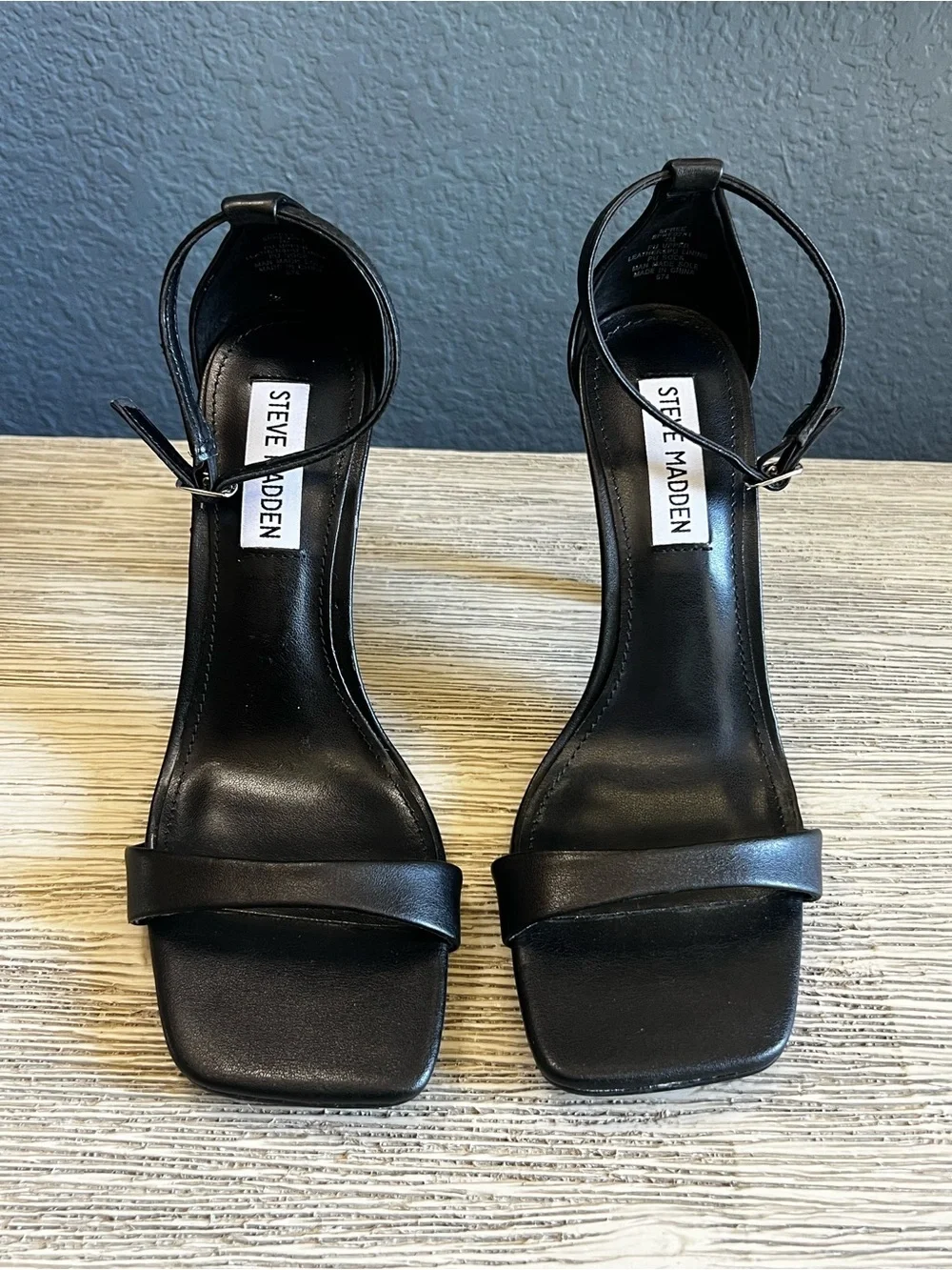 NEW!!! Steve Madden Black Leather Square-Toe Stiletto Heels